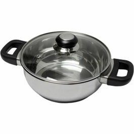 Baumalu Faitout 24 cm en inox avec couvercle verre et poignée bakélite Gris