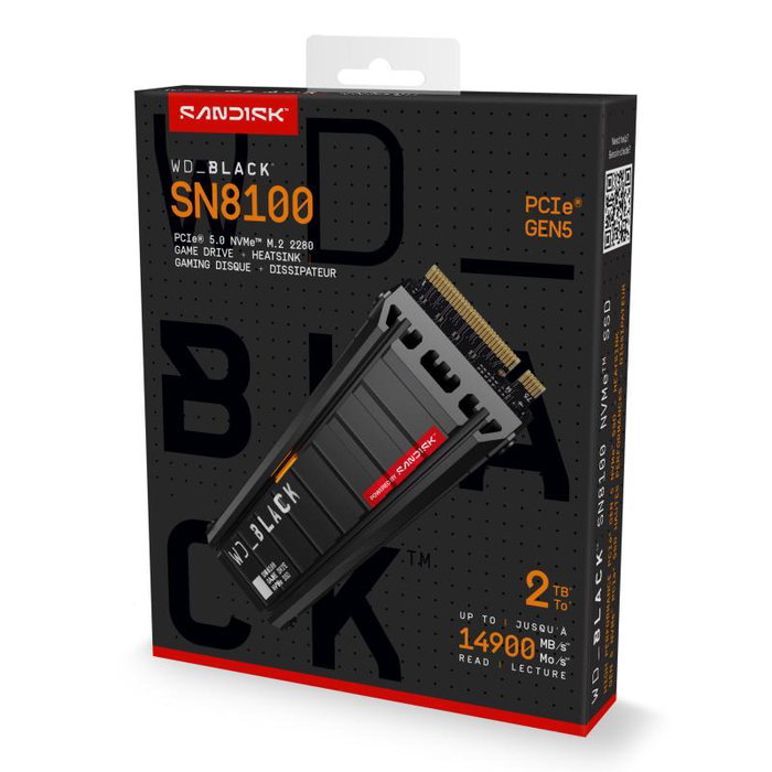 Western Digital WDS200T1XHM00CMT0 WD_BLACK SN8100 SSD interne 2TB M.2 2280 PCI Express 5.0 x4 NVMe avec dissipateur thermique intégré