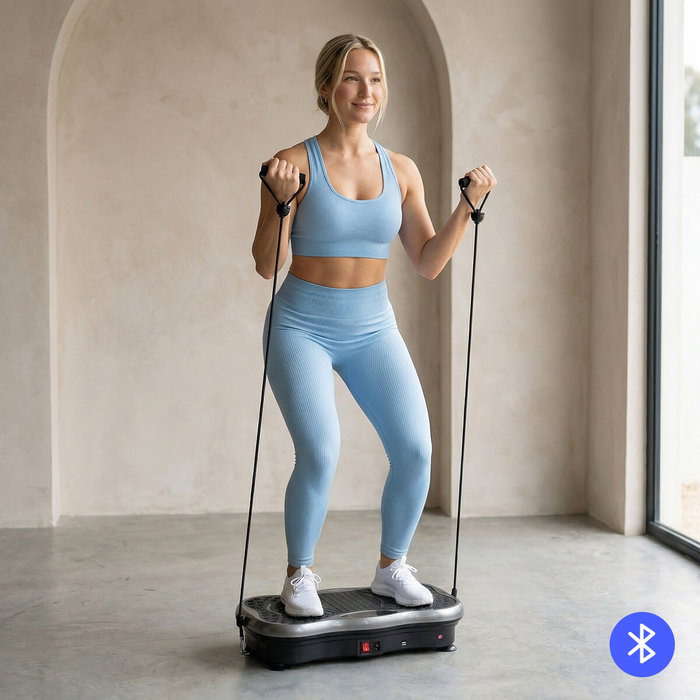 Pack Plateforme Vibrante avec Haut-parleur, Bandes Élastiques, Télécommande et Gilet Sauna Homme XL InnovaGoods