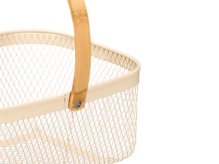 KINVARA Cesta rectangulaire beige avec poignée en bambou KINVARA Cesta rectangulaire beige avec poignée en bambou
