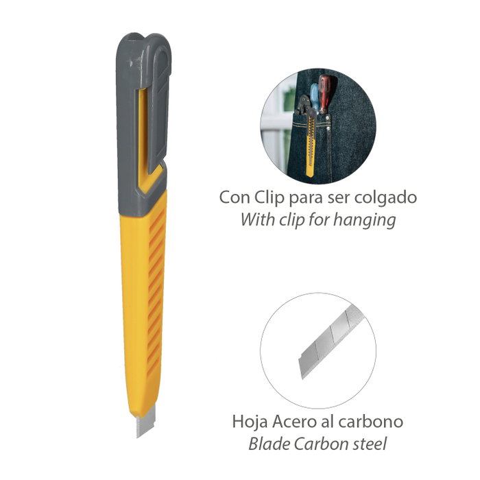 WOLFPACK LINEA PROFESIONAL Cutter Lider Professionnel Lame Acier au Carbone 9 mm
