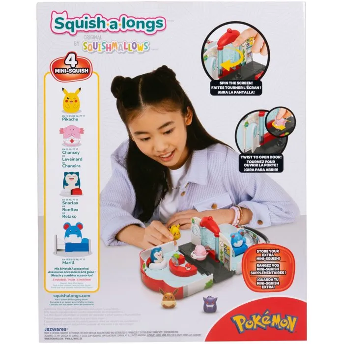 Jazwares Coffret de jeu Pokémon Squishmallows Squish-a-longs - Centre Pokémon