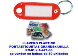 Porte-étiquettes en plastique avec anneau rouge 38x60 mm (Lot de 100)