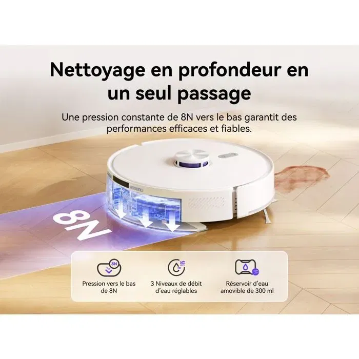 Narwal Freo S Robot Aspirateur Laveur avec Station de Vidange Automatique (180 Jours), Aspiration 8000 Pa, Navigation LDS, Cartographie 3D, Nettoyage Tous Sols