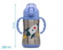 KioKids Kiokids Bouteille D'apprentissage Fusée en Acier Inoxydable 280 mL Bleue pour Enfants +6 Mois - Thermo, Bec Verseur avec Paille en Silicone