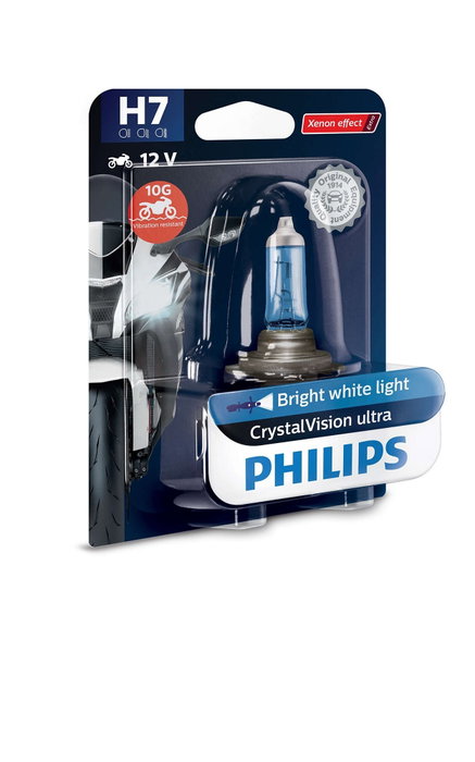 PHILIPS H7 CRYSTALVISION ULTRA MOTO 12V55 PX26D BW PHILIPS H7 CRYSTALVISION ULTRA MOTO 12V55 PX26D BW