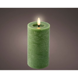 Lumineo Bougie LED verte à effet flamme et fini rustique
