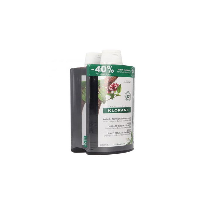 Klorane Duo Shampooing Fortifiant à la Quinine et Edelweiss BIO 2 x 400 ml