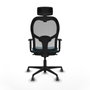 Piqueras y Crespo Chaise de Bureau avec Appui-tête Jorquera 1D036G2 Gris Vert pétrole