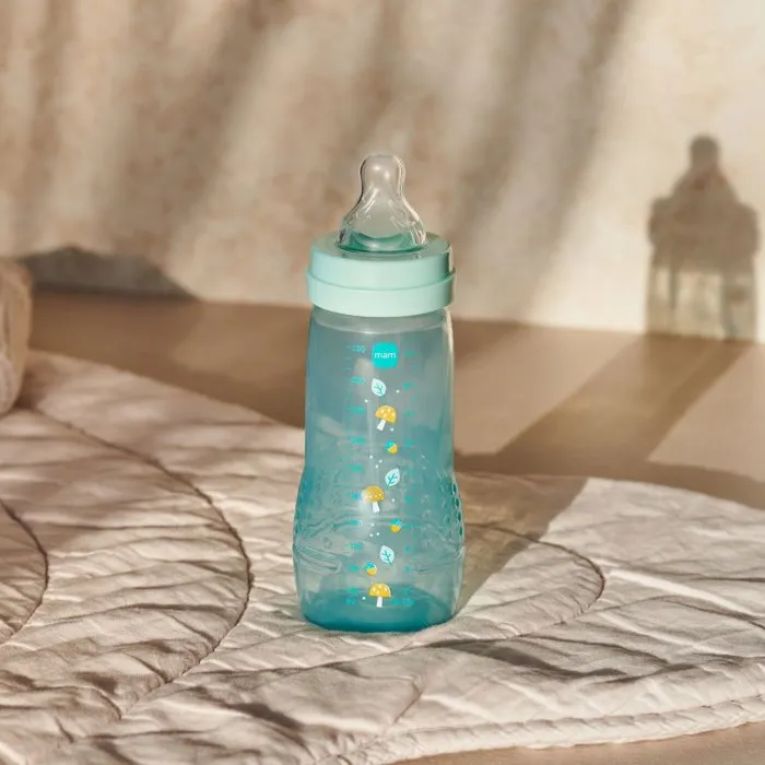 MAM Biberon Easy Active +6 mois 330 ml Tétine Débit X Ice - Biberon Ergonomique 2e Âge Large Col en Matériaux Bio-circulaires