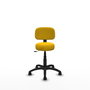 Chaise de bureau Llanos avec mécanisme Contact Lama, rembourrée de tissu jaune. Équipée d'une base en polyamide noir, sans accoudoirs et de roulettes en nylon de 50 mm