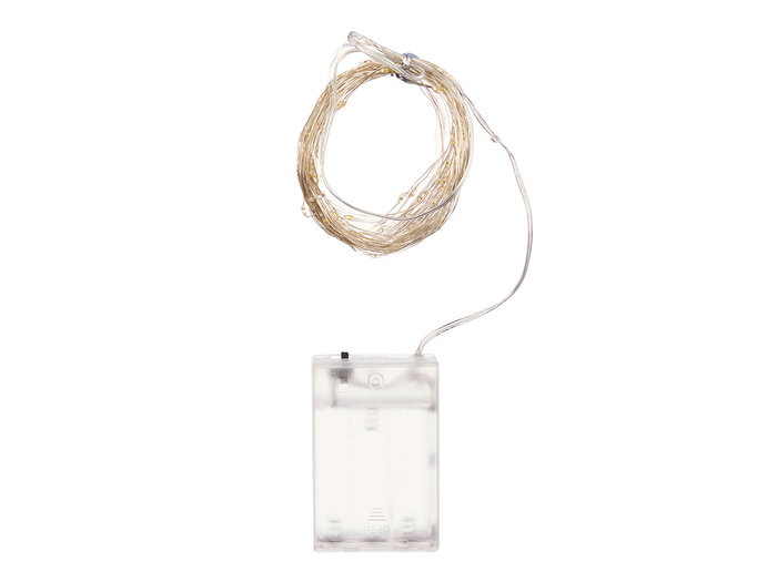 Giftdecor Tira LED 50 Lumière Chaude avec Boîte Intérieure 16x10x6 cm - Câble 5,4 m - Piles 2xAA (Set de 24)