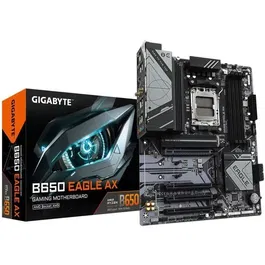 GIGABYTE Carte mère B650 EAGLE AX (AM5, Ryzen 7000/8000/9000, DDR5 7600 MHz, PCIe 5.0, 2x M.2, WiFi 6E, USB 3.2)