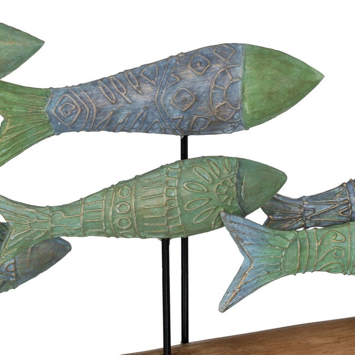 BigBuy Home Figurine Décorative Poissons Vert Naturel 56 x 7 x 31 cm