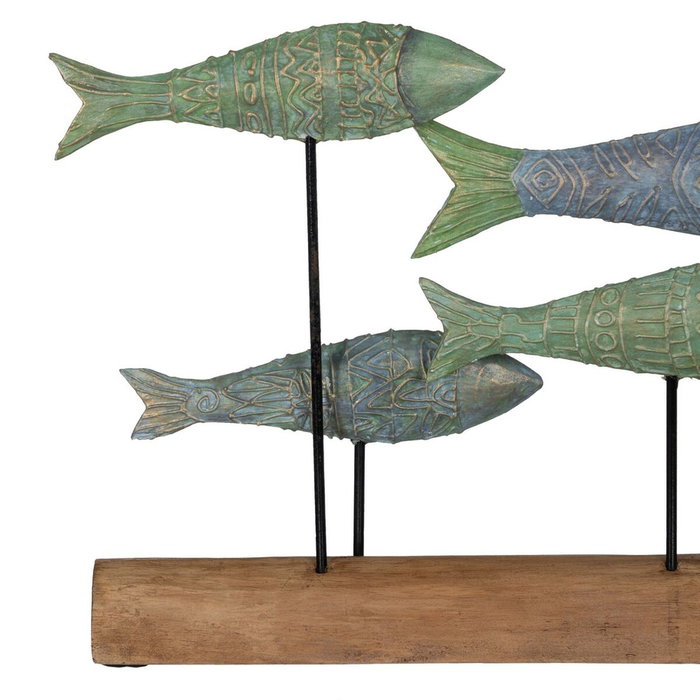 BigBuy Home Figurine Décorative Poissons Vert Naturel 56 x 7 x 31 cm