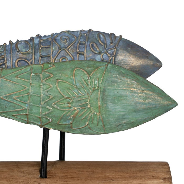 BigBuy Home Figurine Décorative Poissons Vert Naturel 56 x 7 x 31 cm