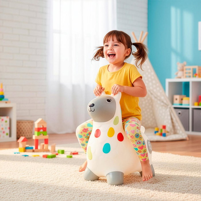 Fisher-Price Llama Saltarina avec pompe à gonflage - Llame sauteuse pour motricité dès 4 ans - Marque Deqube