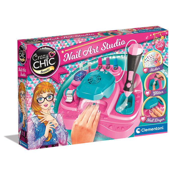 Clementoni - Kit Nail Art Studio 18730 pour Manucure avec Machine à Paillettes, Sécheur et Vernis - Art des Ongles Déco Glamour - Jeu Créatif Enfant +6 Ans Clementoni - Kit Nail Art Studio 18730 pour Manucure avec Machine à Paillettes, Sécheur et Vernis - Art des Ongles Déco Glamour - Jeu Créatif Enfant +6 Ans