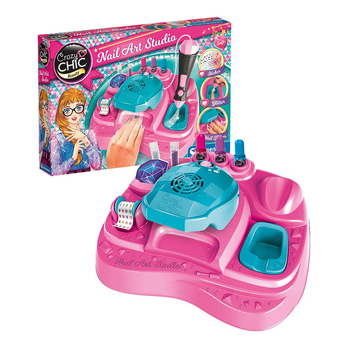 Clementoni - Kit Nail Art Studio 18730 pour Manucure avec Machine à Paillettes, Sécheur et Vernis - Art des Ongles Déco Glamour - Jeu Créatif Enfant +6 Ans Clementoni - Kit Nail Art Studio 18730 pour Manucure avec Machine à Paillettes, Sécheur et Vernis - Art des Ongles Déco Glamour - Jeu Créatif Enfant +6 Ans