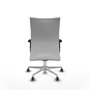 Chaise Albacete confidente Synchro 5 positions Tissu Blanc Structure d' aluminium Accoudoir 2D Sans appui-tête Roulettes 65mm pour moquette