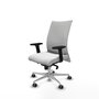 Chaise Albacete confidente Synchro 5 positions Tissu Blanc Structure d' aluminium Accoudoir 2D Sans appui-tête Roulettes 65mm pour moquette