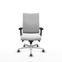 Chaise Albacete confidente Synchro 5 positions Tissu Blanc Structure d' aluminium Accoudoir 2D Sans appui-tête Roulettes 65mm pour moquette