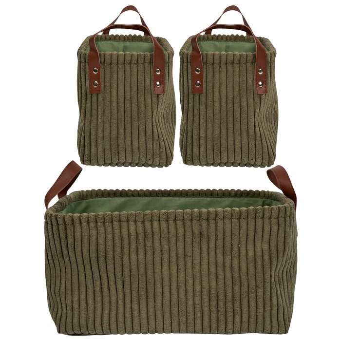Home Deco Factory Lot de 3 Paniers de Rangement Verts Cocooning