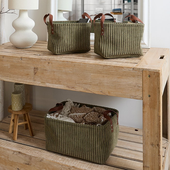 Home Deco Factory Lot de 3 Paniers de Rangement Verts Cocooning