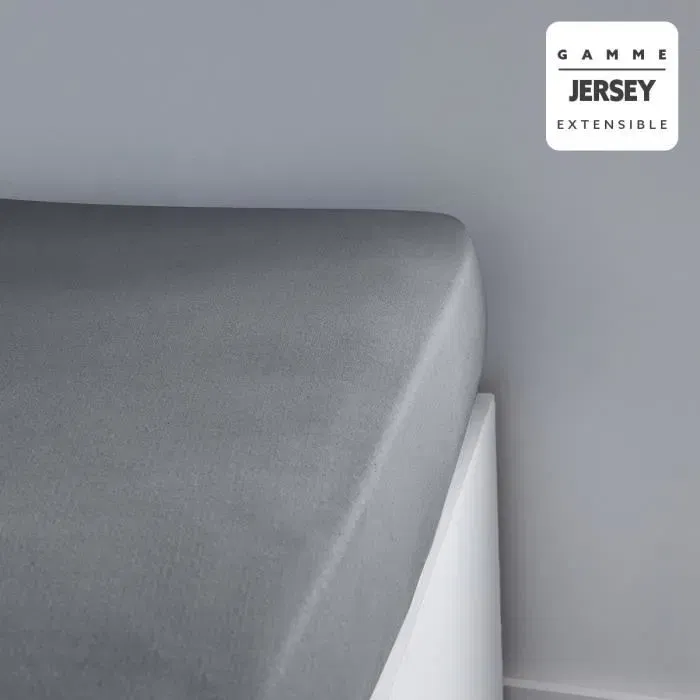 TODAY Drap housse Essential - 140 x 190 + 25 cm - 1 personne - 100% Coton jersey - Acier TODAY Drap housse Essential - 140 x 190 + 25 cm - 1 personne - 100% Coton jersey - Acier