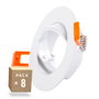 Pack 8 Bague Projecteur Downlight Inclinable Rond Aluminium Blanc 93mm