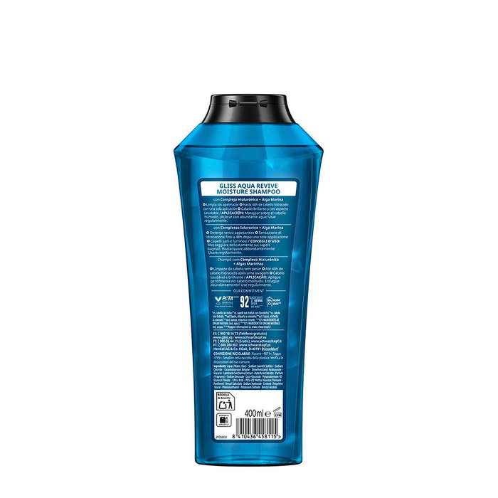 Schwarzkopf GLISS AQUA REVIVE Shampooing Hydratant Cheveux Secs 400 ml