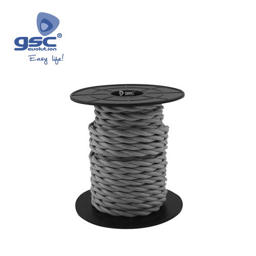 GSC Evolution Câble textile tressé 10M (2x0.75mm) Gris foncé GSC Evolution Câble textile tressé 10M (2x0.75mm) Gris foncé