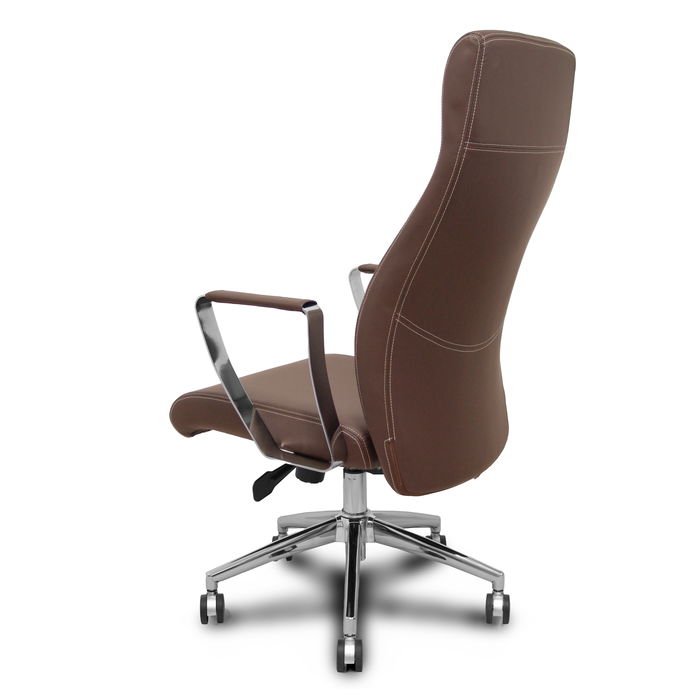 Fauteuil Ergo540 Synchro 3 positions Cuir écologique Marron Structure chromée Accoudoirs fixes Sans appui-tête RN60
