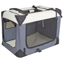 Kerbl Box de transport pour chien Journey 81 x 58 x 58 cm 3 ouvertures à fermeture éclair Gris Beige