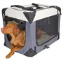 Kerbl Box de transport pour chien Journey 81 x 58 x 58 cm 3 ouvertures à fermeture éclair Gris Beige