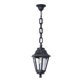 Fumagalli Lampadaire de plafond suspendu Sichem/Anna noir avec verre transparent E27 IP55 diamètre 220 x 800 mm