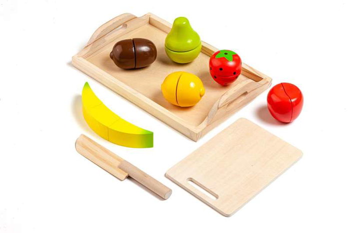 Molto Plateau à fruits en bois avec 9 pièces - Jeu d'imitation en bois pour enfants dès 1 an