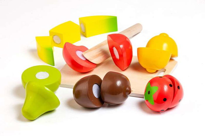 Molto Plateau à fruits en bois avec 9 pièces - Jeu d'imitation en bois pour enfants dès 1 an
