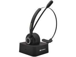 Sandberg Wireless Office Headset Pro - Micro-casque Bluetooth sans fil pour bureau, mains libres, confortable avec arceau rotatif et base de recharge magnétique
