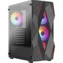 Aerocool Boîtier PC Volcan G v1 Noir - Moyen tour ATX - Sans alimentation - Façade mesh et vitre trempée - 4 ventilateurs RGB - USB 3.0