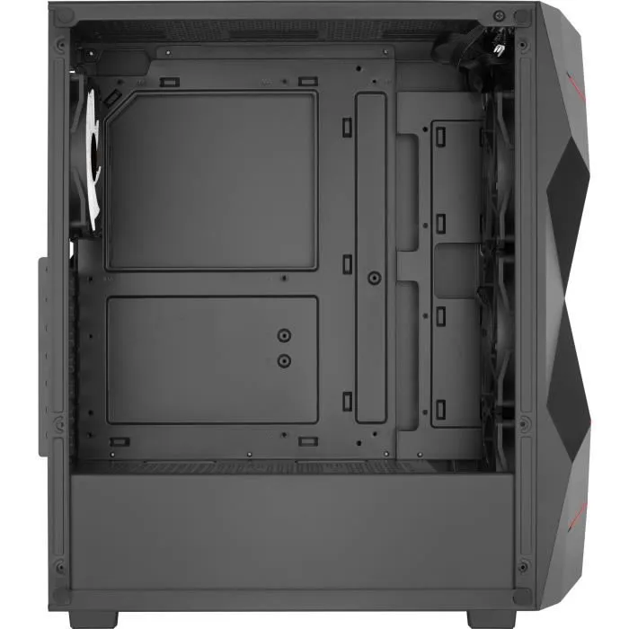 Aerocool Boîtier PC Volcan G v1 Noir - Moyen tour ATX - Sans alimentation - Façade mesh et vitre trempée - 4 ventilateurs RGB - USB 3.0