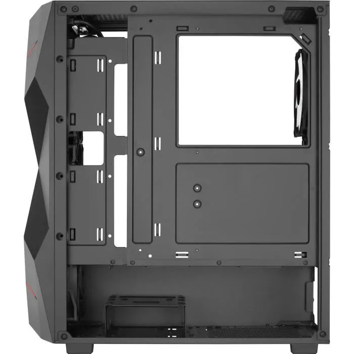 Aerocool Boîtier PC Volcan G v1 Noir - Moyen tour ATX - Sans alimentation - Façade mesh et vitre trempée - 4 ventilateurs RGB - USB 3.0