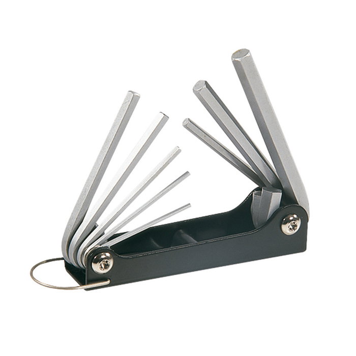 RATIO Jeu de 8 clés Allen type couteau, mesures 2.5, 3, 4, 5, bref, dans différentes dimensions. RATIO Jeu de 8 clés Allen type couteau, mesures 2.5, 3, 4, 5, bref, dans différentes dimensions.