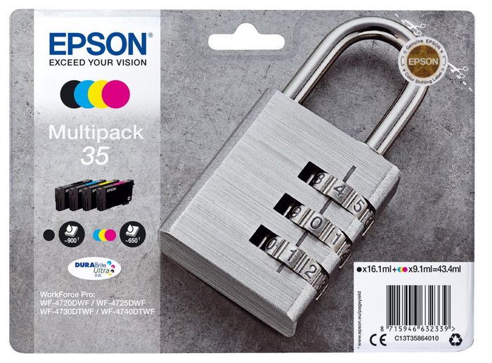 Epson Multipack de cartouches d'encre 35 DURABrite Ultra (BK, C, M, Y) C13T35864010 Epson Multipack de cartouches d'encre 35 DURABrite Ultra (BK, C, M, Y) C13T35864010