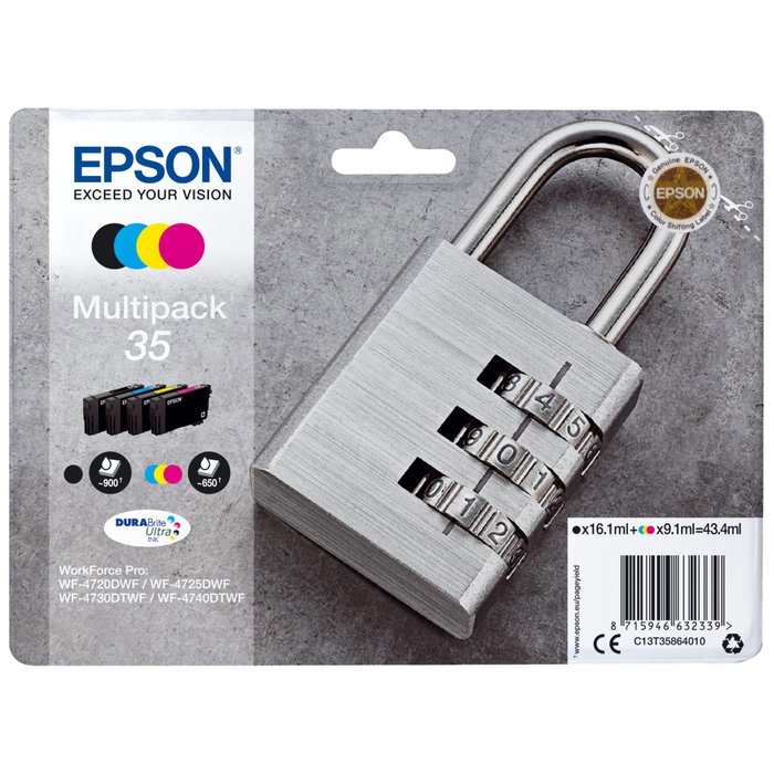 Epson Multipack de cartouches d'encre 35 DURABrite Ultra (BK, C, M, Y) C13T35864010 Epson Multipack de cartouches d'encre 35 DURABrite Ultra (BK, C, M, Y) C13T35864010