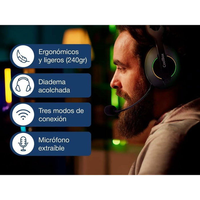 Casques avec Micro Gaming CoolBox COO-AUM-WB01-B Noir Casques avec Micro Gaming CoolBox COO-AUM-WB01-B Noir