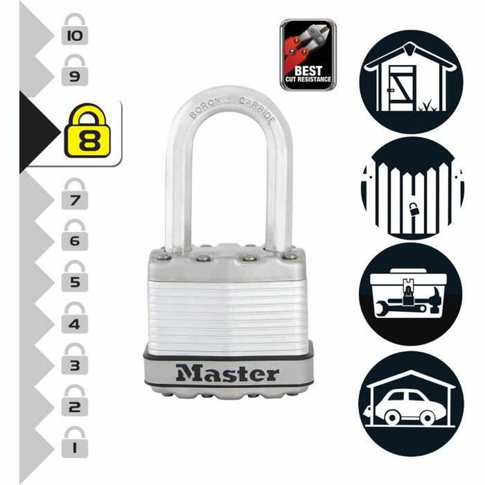 Master Lock Cadenas Haute Sécurité Excell&reg; M1EURDLFCC 50 mm en Acier Laminé