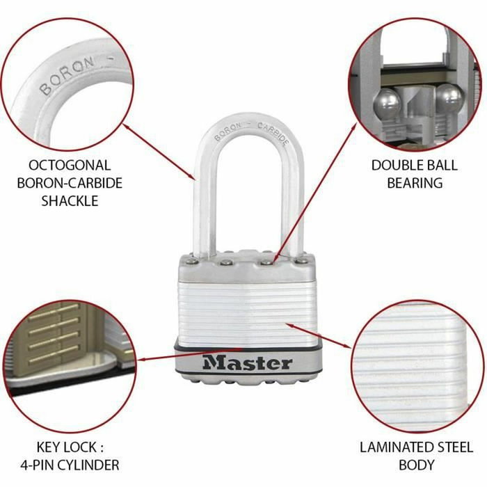 Master Lock Cadenas Haute Sécurité Excell&reg; M1EURDLFCC 50 mm en Acier Laminé