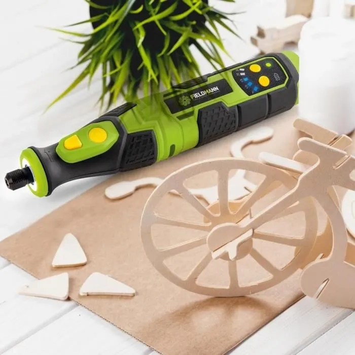 Fieldmann FDMB 200170-A Outil multifonction sans fil, 70 accessoires, batterie 7.2V Li-Ion, vitesse 5000-25000 tr/min, pour fraisage, perçage et meulage