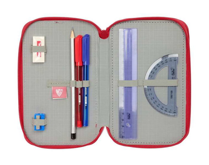 Sevilla FC Plumier Triple 37 Pièces Résistant à l'eau - Dimensions 12,5x19,5x5,5 cm